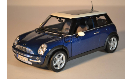 Mini Cooper 2002 синий, масштабная модель, scale18, Maisto