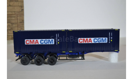 контейнер CMA CGM с  полуприцепом-контейнеровозом МАЗ-938920, сборная модель автомобиля, ИВ Models, scale43