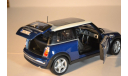 Mini Cooper 2002 синий, масштабная модель, scale18, Maisto