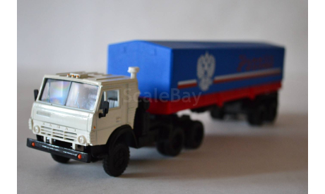 Камаз 5410 с п.пр тент Россия синий, каб.бел, масштабная модель, Элекон, 1:43, 1/43
