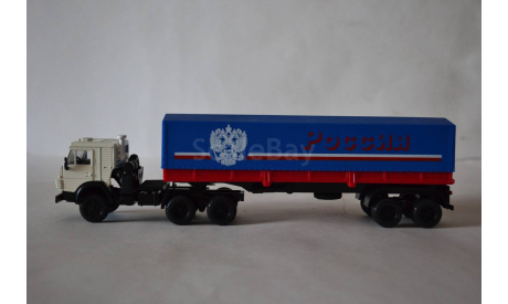 Камаз 5410 с п.пр тент Россия синий, каб.бел, масштабная модель, Элекон, scale43