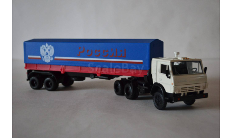 Камаз 5410 с п.пр тент Россия синий, каб.бел, масштабная модель, Элекон, 1:43, 1/43