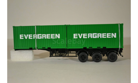 Полуприцеп-контейнеровоз МАЗ-938920 с контейнерами EVERGREEN, масштабная модель, 1:43, 1/43, ИВ Models