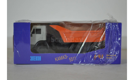 Камаз-55111, оранжевый с 2 мя запасками, масштабная модель, Элекон, scale43