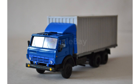 Камаз 53212 конт. (кабина син., СП син.+сер.кон.), масштабная модель, Элекон, scale43