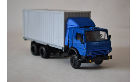 Камаз 53212 конт. (кабина син., СП син.+сер.кон.), масштабная модель, Элекон, scale43