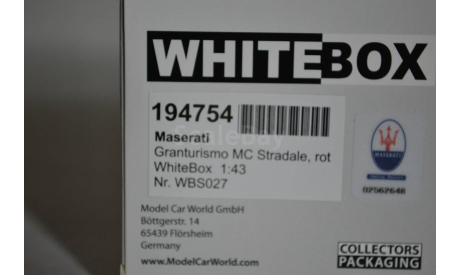 Maserati Gran Turismo  MC Stradale (754), масштабная модель, WhiteBox, scale43