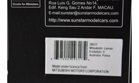 Mitsubishi Lancer Evolution X  Australia Police, масштабная модель, Vitesse, scale43