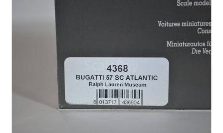 BUGATTI 57 SC ATLANTIC – Ralph Lauren Museum - Neroblack черный, масштабная модель, RIO, scale43