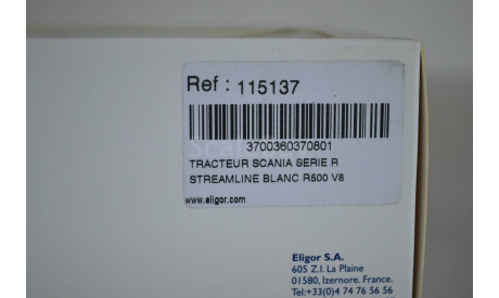 Scania Trasteur Serie R Streamline blanc R500 V8 (115137), масштабная модель, Eligor, 1:43, 1/43
