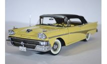 Ford Fairlane 500 1958 Convertible желтый с черным тентом, масштабная модель, Sunstar, scale18