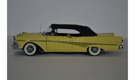 Ford Fairlane 500 1958 Convertible желтый с черным тентом, масштабная модель, Sunstar, 1:18, 1/18