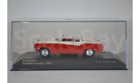 Borgward Isabella Coupe 1957 белый красный, масштабная модель, WhiteBox, scale43