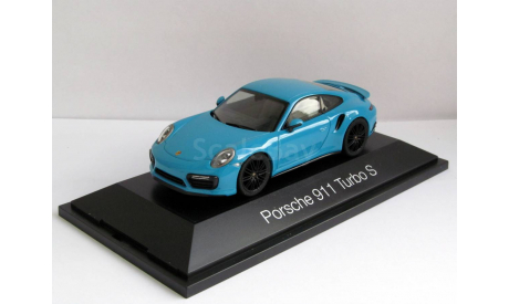 !!!C 1 Рубля!!! Porsche 911 (991 II) Turbo S Coupe 2016 голубой Herpa 1:43 071475, масштабная модель, scale43