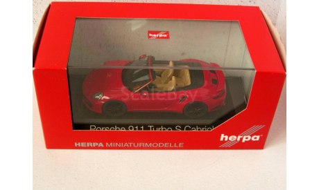 Porsche 911 (991 II) Turbo S Cabriolet красный Herpa 1:43 HER071482, масштабная модель, scale43