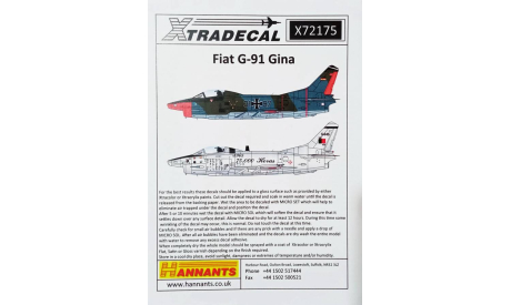 Декаль Fiat G-91 Gina 1/72 XtraDecal, фототравление, декали, краски, материалы, scale72