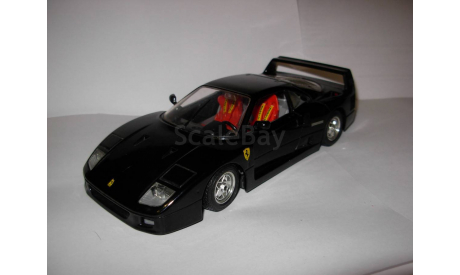 модель 1/24 Ferrari F40 1987 Burago Italy металл 1:24 чёрная, масштабная модель, scale24