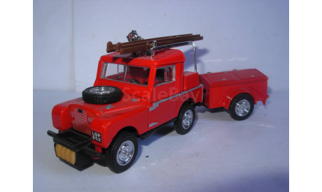 модель 1/43 пожарый LandRover 80 1952 Fire Tender с прицепом Matchbox Mattel металл 1:43, масштабная модель, scale43, Land Rover
