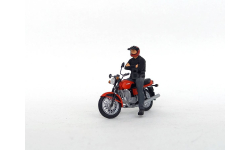 Ява-350-638 мотоцикл (красный) с фигуркой 1/43