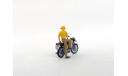 Планета-Спорт мотоцикл (жёлтый) с фигуркой 1/43, масштабная модель мотоцикла, Modelstroy, scale43, Иж