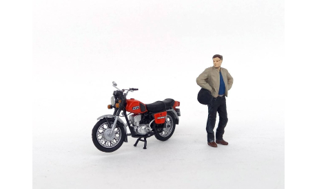 Планета-5 мотоцикл (красный) с фигуркой 1/43, масштабная модель мотоцикла, Modelstroy, scale43, Иж