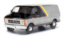 DODGE Ram B250 Van 1980 Silver and Black with Yellow, Red and Blue Stripes, масштабная модель, Greenlight Collectibles, scale43