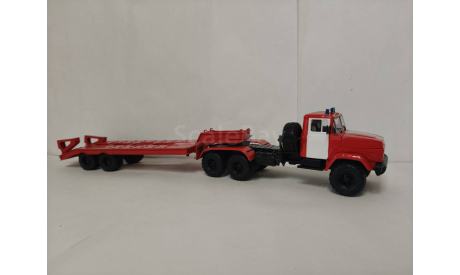 КРАЗ 6446 с п/п ЧМЗАП-5523 пожарный тягач, масштабная модель, scale43