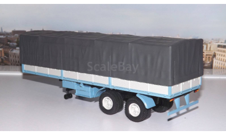 полуприцеп МАЗ 5205А  с тентом, голубой с серым   НАП, масштабная модель, scale43, Наш Автопром