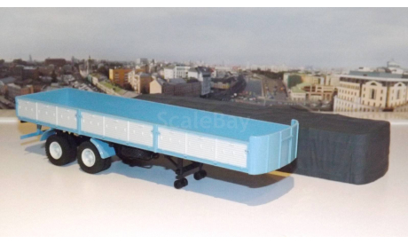 полуприцеп МАЗ 5205А  с тентом, голубой с серым   НАП, масштабная модель, scale43, Наш Автопром