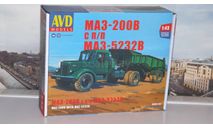 Сборная модель МАЗ-200В с полуприцепом МАЗ-5232В AVD Models KIT, масштабная модель, scale43