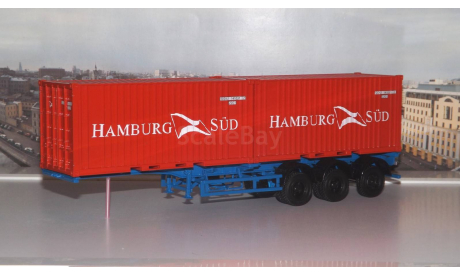 Полуприцеп-контейнеровоз МАЗ-938920 с контейнерами Hamburg Sud  АИСТ, масштабная модель, 1:43, 1/43, Автоистория (АИСТ)