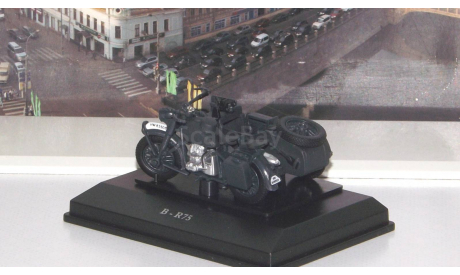 BMW R75 motorcycle with sidecar, matte dark grey   Cararama (Hongwell), масштабная модель, scale43