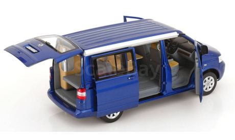 VW T5 California 2005 Ravenna Blue Metallic 1/18 Norev, масштабная модель, Volkswagen, 1:18