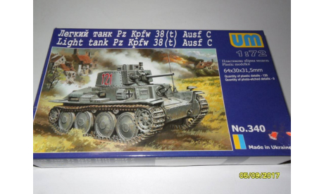 Легкий танк Pz Kpfw 38(t) Ausf.C, сборные модели бронетехники, танков, бтт, 1:72, 1/72, UM