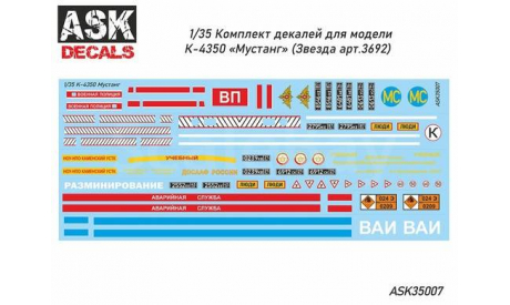 Комплект декалей для КАМАЗ-4350 ’Мустанг’, фототравление, декали, краски, материалы, ASK, scale35