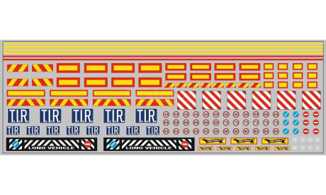 Набор декалей 0161 Полосы, таблички и знаки для гузовиков и прицепов (200х70), фототравление, декали, краски, материалы, maksiprof, 1:43, 1/43