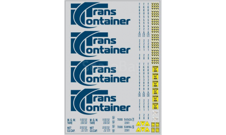 Набор декалей 0153 Контейнеры TransContainer, синий (200х140), фототравление, декали, краски, материалы, maksiprof, scale43