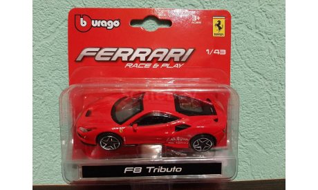 Ferrari F8 Tributo, масштабная модель, Bburago, 1:43, 1/43