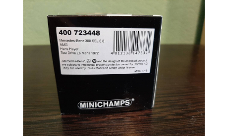 Mercedes 300 SEL 6.8 AMG #48 Le Mans 1972, масштабная модель, Mercedes-Benz, Minichamps, 1:43, 1/43