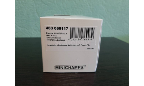 Porsche 911 (997 II) GT3 RS 3.8  2009, масштабная модель, Minichamps, scale43
