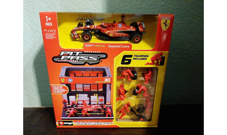 Diorama Garage Pit-stop Ferrari SF-24 Charles Leclerc #16 2024, масштабная модель, BBurago, scale43