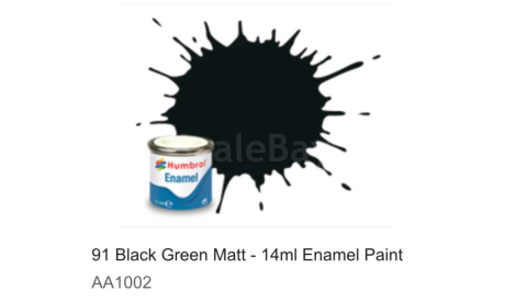 Эмаль Humbrol 14 мл ( 91 ) черный зеленый матовый AA1002, фототравление, декали, краски, материалы, краска, scale0