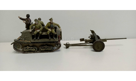 легкий артиллерийский тягач т-20 комсомолец с пушкой 45мм ПТП-53-К с расчетом 1-35 MSD (собранный) А, масштабные модели бронетехники, бронетехника, 1:35, 1/35