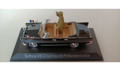 SIMCA V8 Chambord с фигуркой Шарля де Голля 1960 1-43 NOREV 574032, масштабная модель, 1:43, 1/43