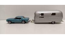 FORD Mustang 1968 Yellow + кемпер-трейлер Airstream Caravan 1-43 NOREV 270582, масштабная модель, 1:43, 1/43