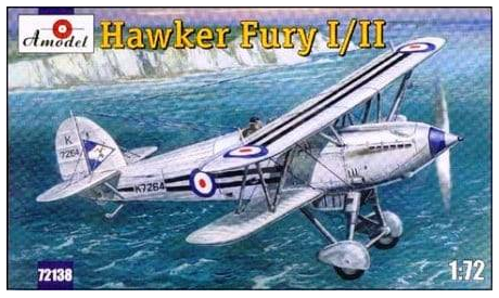 HAWKER FURY 1/2, сборные модели авиации, самолет, AMODEL, 1:72, 1/72