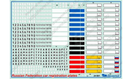 декаль регистрационные номера машин Российской Федерации, масштабные модели (другое)