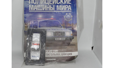 Полицейские Машины Мира №56 - Volvo 240, журнальная серия Полицейские машины мира (DeAgostini), 1:43, 1/43