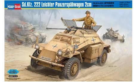 БТР Sd.Kfz.222 Leichter Panzerspahwagen Hobby Boss 1:35, сборные модели бронетехники, танков, бтт, scale35