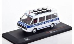 RAC372 Ixo 1/43 RAF 2203 техничка ’Avtoexport Lada Rally Team’ с багажником и колесами на крыше 1982